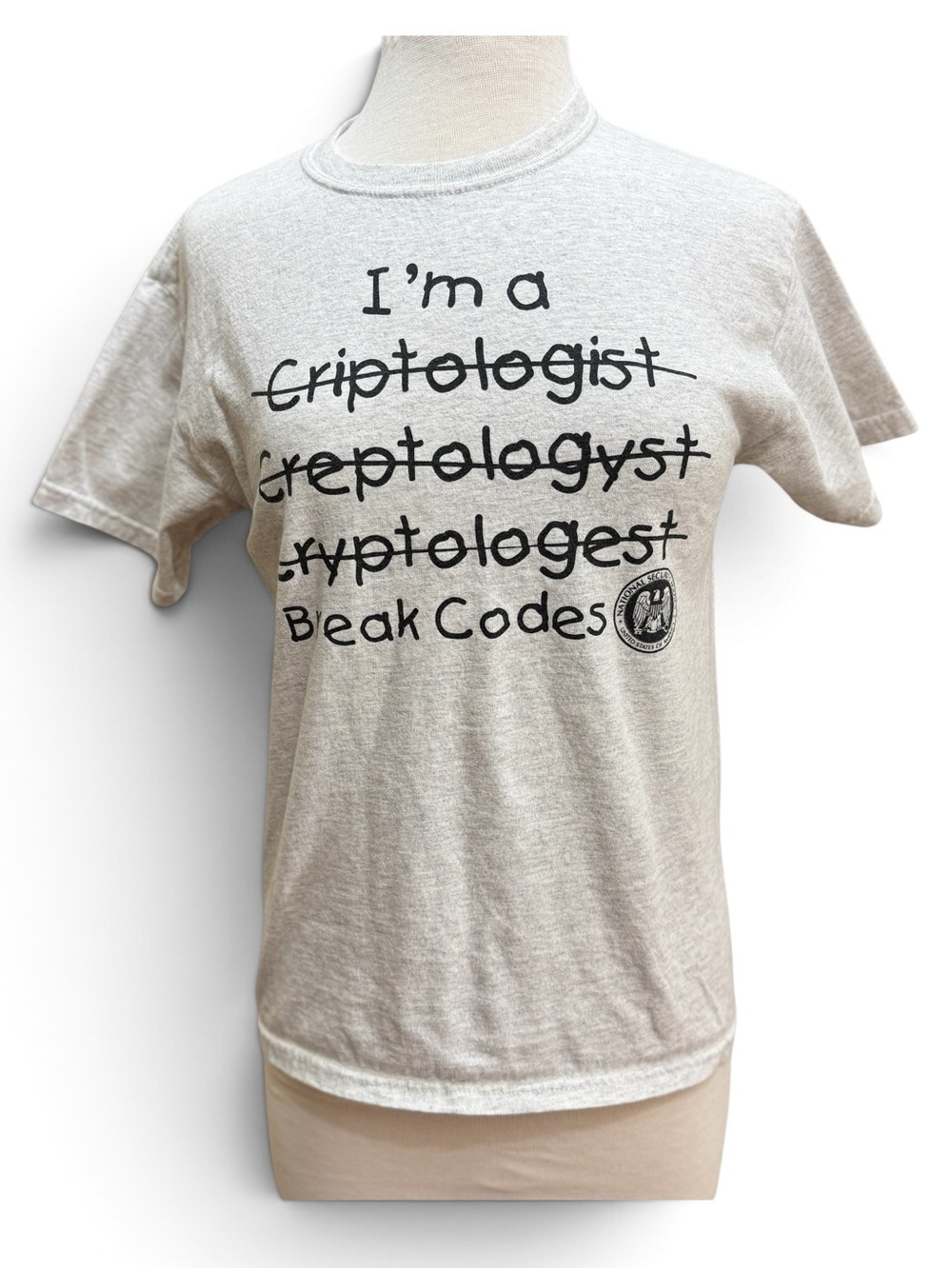 NSA Cryptologist Break Codes Graphic T-Shirt National Security Agency Gray Tee L